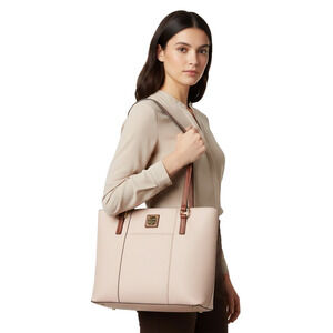 Dooney & Bourke Blush Pink Pebble Leather Tote Shoulder Bag Purse Tan Handles